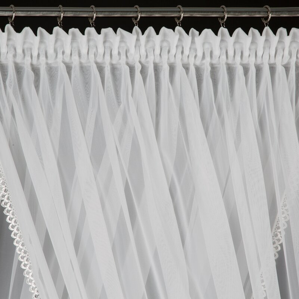 Bijela zavjesa 400x250 cm s ukrasnom čipkom i vezicom - CAROLINE