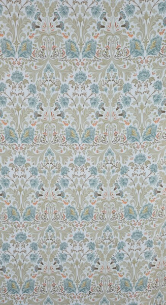 Zavjesa za zamračivanje, bijela i plava, ukrašena biljnim printom, 135x270 cm- ASHLEY