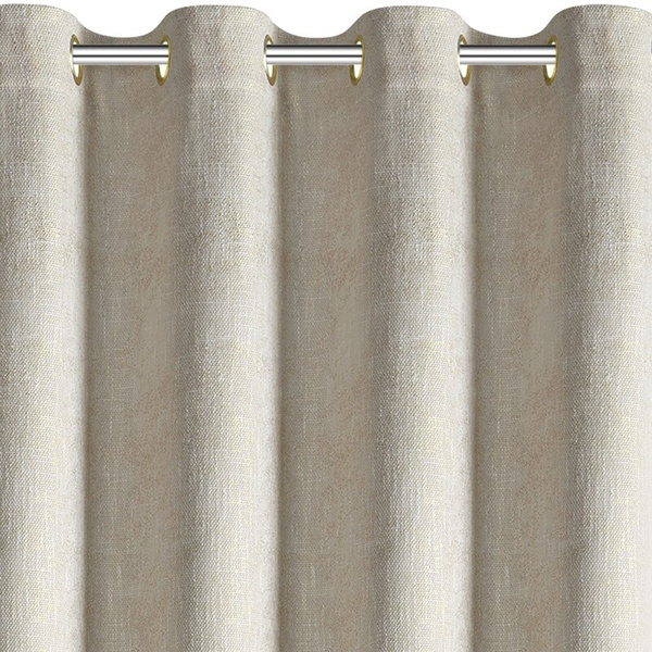 Krem zavjesa od šenil tkanine sa sjajnim koncem 140x250 cm sa zlatnim ušicama - BITSY