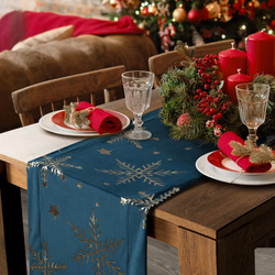 Božićni nadstolnjak za stol 40x140 cm, baršun ukrašen pahuljicama