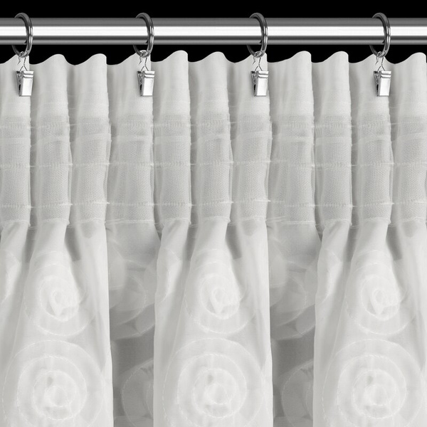 Bijela šifonska zavjesa ukrašena trodimenzionalnim ružama, 350x270 cm, traka - DIANA