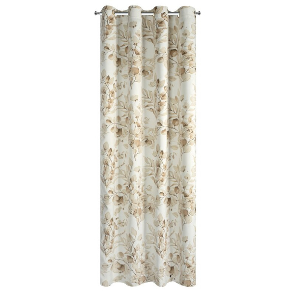 Bež i zlatna zavjesa za zamračivanje s cvjetnim printom i sjajnim detaljima, 140x250 cm - OLENI