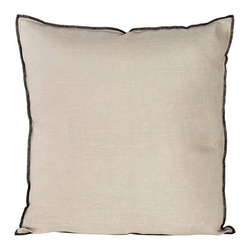 Jednobojna jastučnica od prirodne lanene tkanine, obrubljena crnim koncem 45x45 