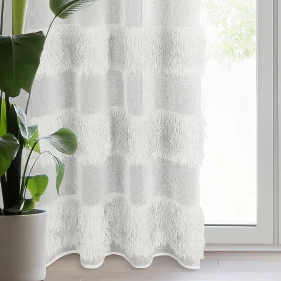 Zavjesa 140x250 od gaze ukrašena moher koncem Margaret 3