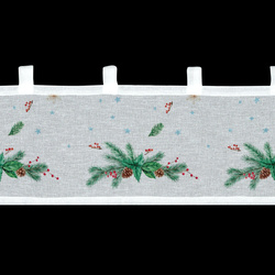 Bijelo-zelena kuhinjska zavjesa od gaze s božićnim printom, 150x30 cm - Xmas 4