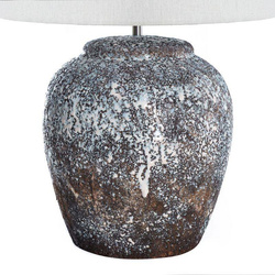 Stolna lampa krem/smeđa ELIA 02 38x58 na keramičkoj podlozi s abažurom od mat tkanine