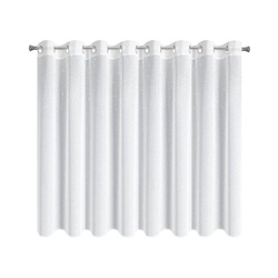 Bijela zavjesa ukrašena srebrnim kamenčićima na ušicama 300X150 Nadine