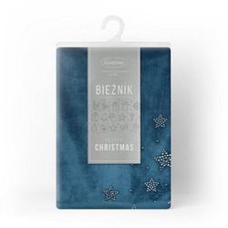 Trkač za stol božićni tamnoplavi baršunasti stolnjak ukrašen aplikacijom od štrasa 40x140 Dalia