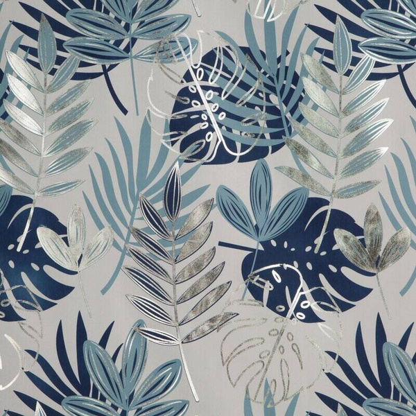 Zavjesa 140x250 s motivom egzotičnog lišća i sjajnim printom Malta