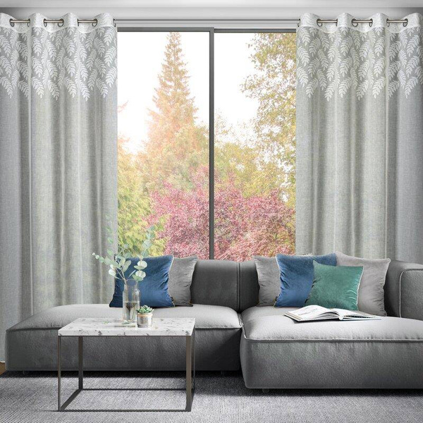 Zavjesa s ukrasnom trakom od jacquard listova u gornjem dijelu 140x250 Anet