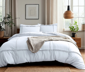 Set posteljine od mikrovlakana dimenzija 240x220 s efektom pranja i prošivenim volanima. Washed Tufted