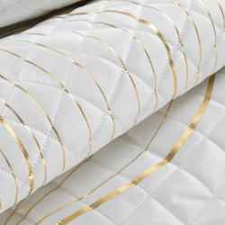 Limited Collection Baršunasti prekrivač za krevet 170x210 bijela zlatna elegantan, prošiven metodom vrućeg prešanja Blanca 4