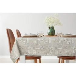 Božićni stolnjak od jacquard tkanine s patchwork motivom protkane srebrnom niti 135x180 Noel