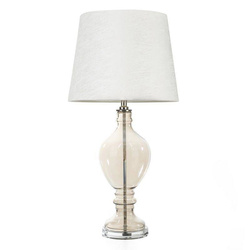 Stolna lampa ALISA zlato na podlozi od dimljenog stakla sa abažurom od baršunaste tkanine 35x70