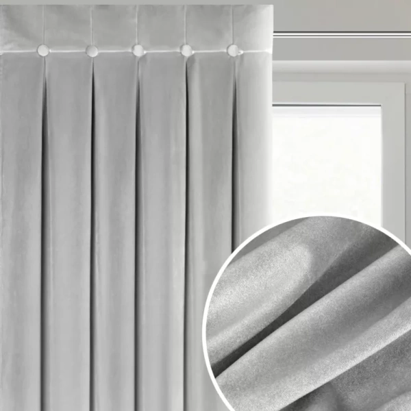 Baršunasta zavjesa ukrašena dubokim naborima i gumbima 85x250 cm (dimenzije zavjese dane nakon sklapanja) zavjesa s tregerima - ALITA