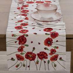 Goblen nadstolnjak 40x100 ukrašen tkanim cvjetnim motivom 