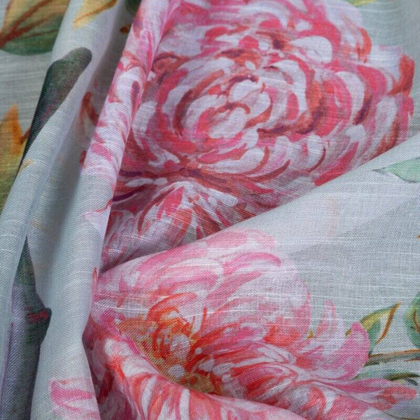 Zavjesa 140x250 sa cvjetnim printom od laganog, poluprozirnog etamina Nydia