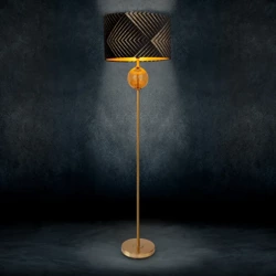 Podna lampa crna s baršunastim abažurom i zlatnom bazom sa staklom u zlatnoj boji 46x165 cm, Limited Collection Victoria 2