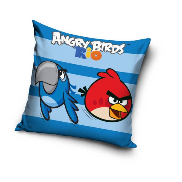 Dvostrana pamučna jastučnica Jasiek plava za vrtić 40x40 Angry Birds