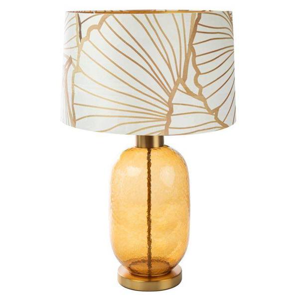 Stolna lampa dekorativna bijela s baršunastim abažurom sa staklom u zlatnoj boji 40x69 cm, Limited Collection Luna 3
