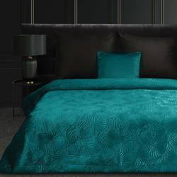 Limited Collection Baršunasti prekrivač za krevet 280x260 tirkiz elegantan, prošiven metodom vrućeg prešanja Lili 4
