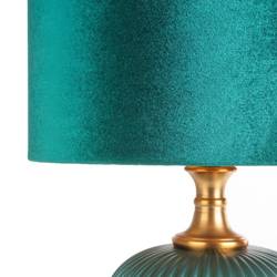 Stolna lampa tirkiz s baršunastim abažurom i staklenom bazom u tirkiznoj boji 33x50 Laila 02